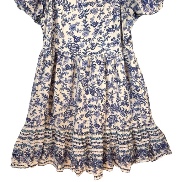 Angie Dress Large Short Sleeve Blue Floral Baby Doll Cottagecore Travel Mini - Picture 6 of 10